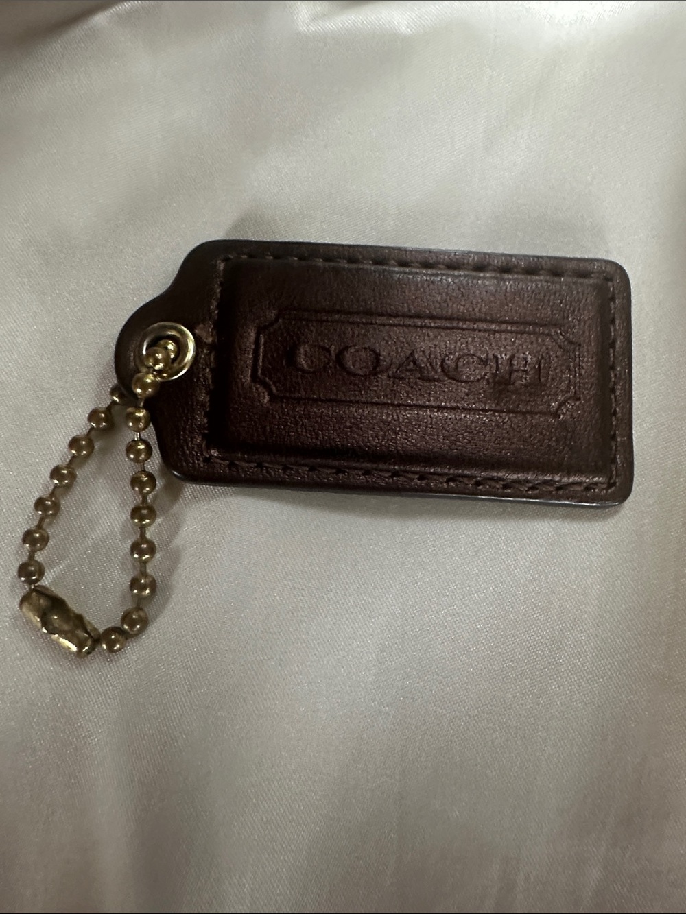COACH Brown Leather Hang Tag with Chain